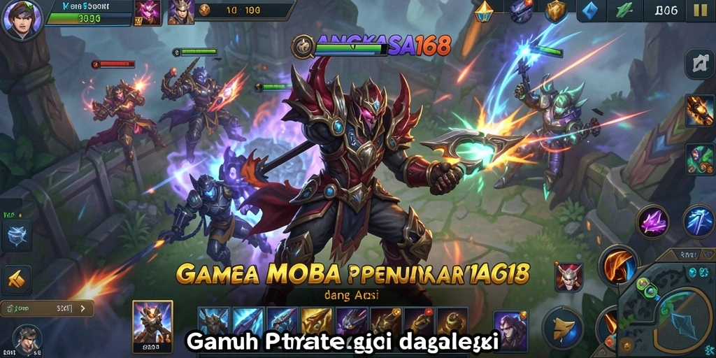 Gameplay seru dalam ANGKASA168 yang menampilkan pertempuran MOBA.