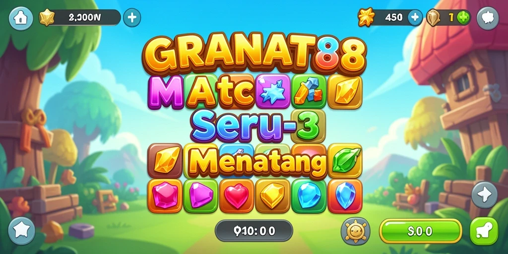 Tampilan gameplay GRANAT88 dengan tantangan mencocokkan permata.