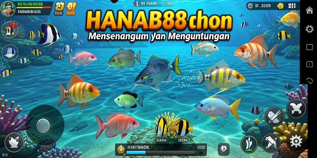Screenshot gameplay <strong>HANABI88</strong> menunjukkan aksi seru menembak ikan yang beragam.