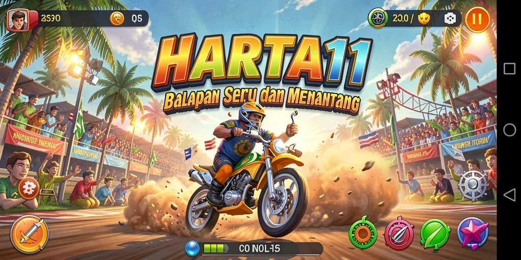 Gameplay menegangkan dalam balapan mobil di HARTA11.