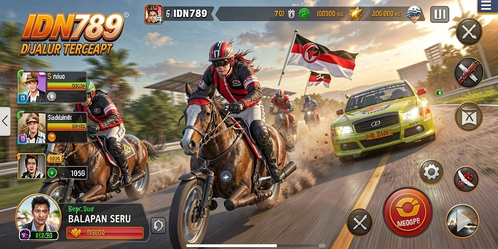 Tampilan gameplay balapan cepat yang mendebarkan di IDN789.