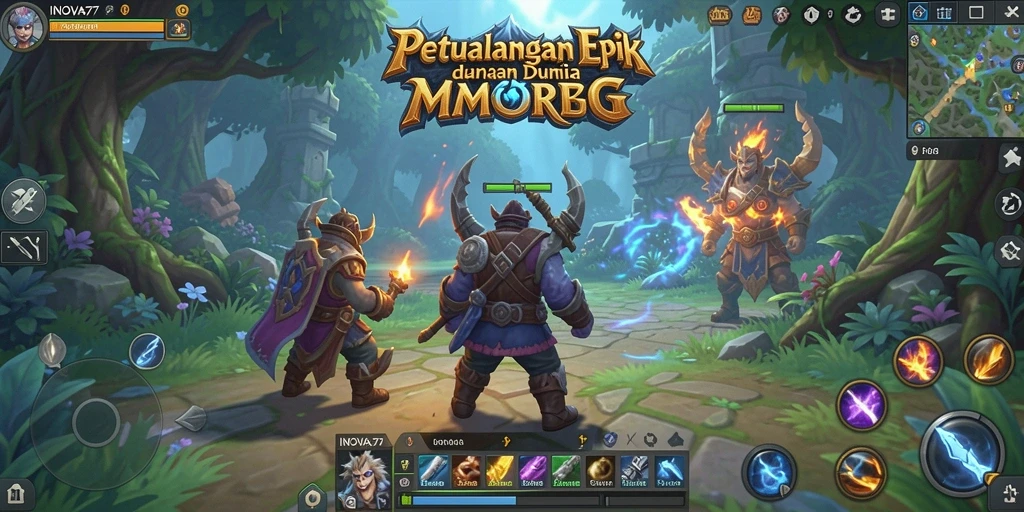 Tangkapan layar menunjukkan pertarungan seru di dunia MMORPG INOVA77.