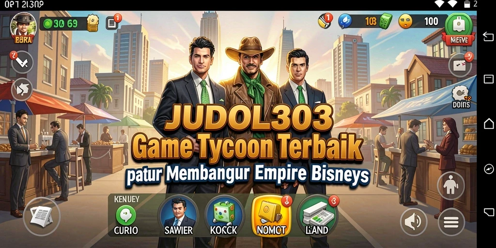 Screenshot gameplay JUDOL303 menunjukkan pengelolaan bisnis yang seru.