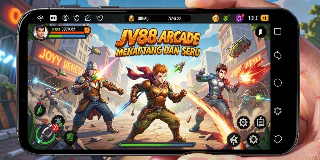 Screenshot gameplay JV88 menunjukkan aksi seru dalam permainan Arcade.