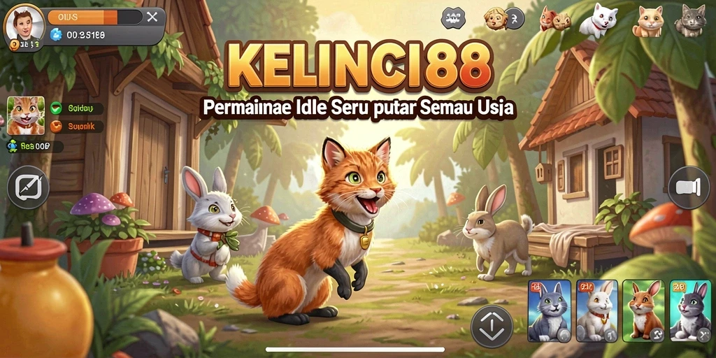 Tampilan lucu kelinci dalam gameplay Idle KELINCI88.