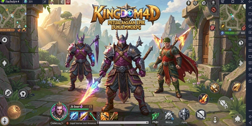 Screenshot menunjukkan aksi intens gameplay dalam KINGDOM4D.