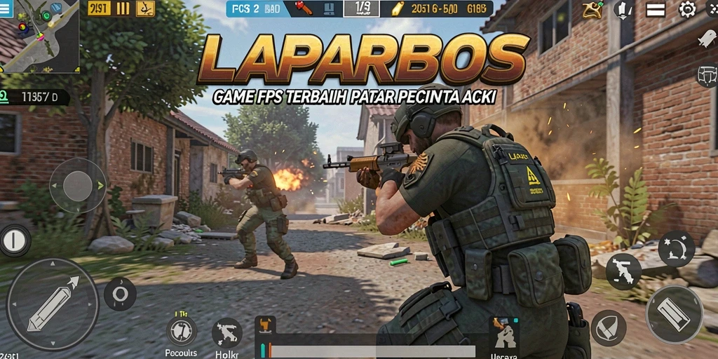 Screenshot utama LAPARBOS menampilkan action gameplay yang intens.