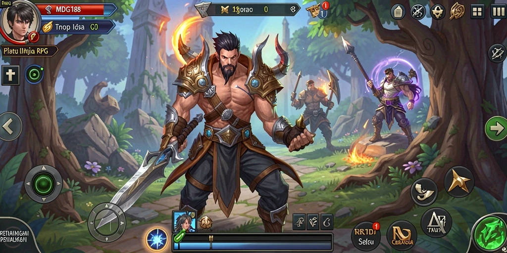 Tangkapan layar utama MDG188 menunjukkan pertarungan dalam dunia RPG yang menakjubkan.