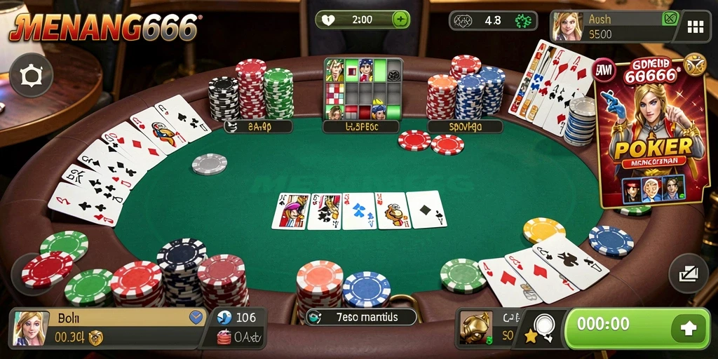 Tampilan menarik dari gameplay Poker di MENANG666.