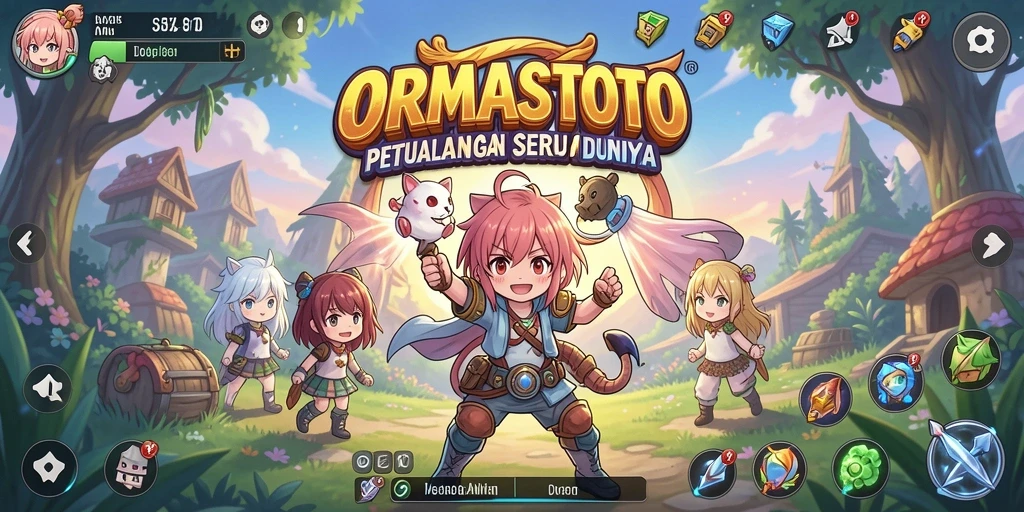 Screenshot gameplay ORMASTOTO menunjukkan karakter anime dalam aksi seru.