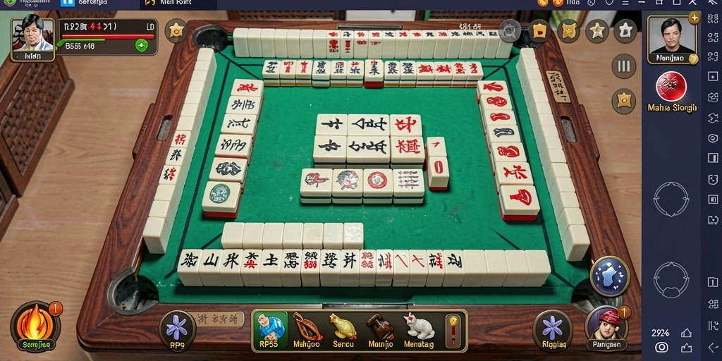 Tampilan gameplay RP55 yang menampilkan aksi permainan Mahjong yang seru.