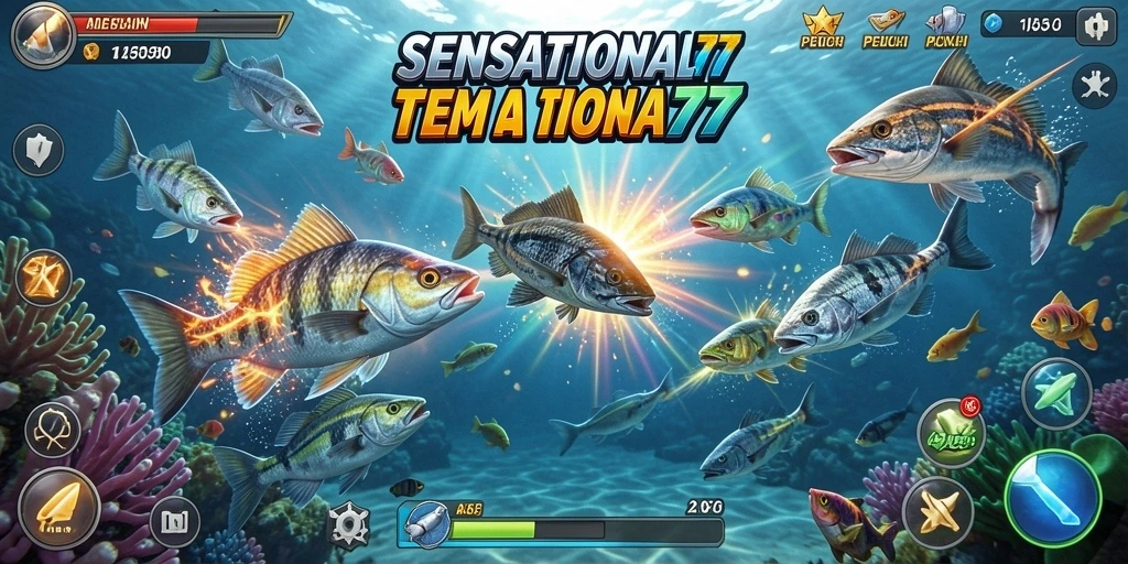 Screenshot gameplay menembak ikan di SENSATIONAL77 yang seru.