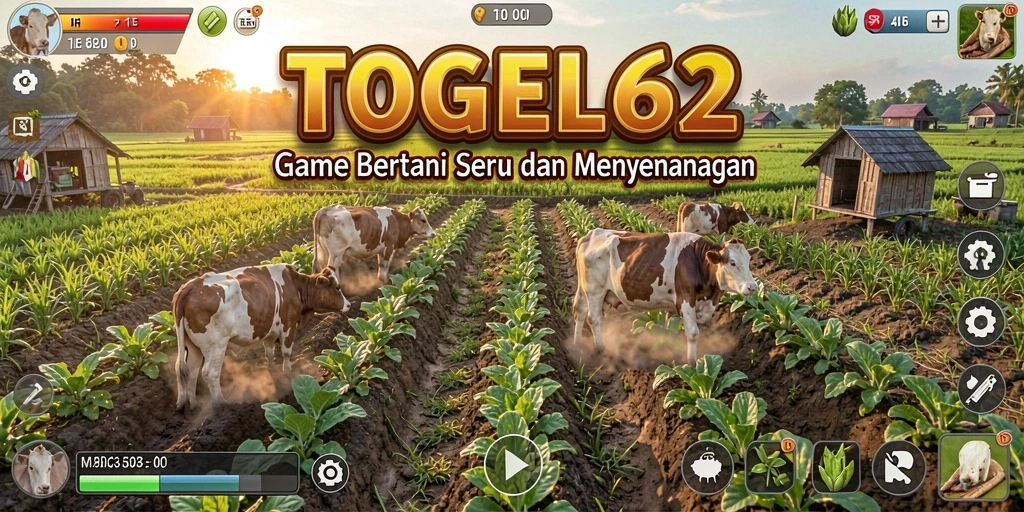 Tampilan gameplay yang seru di TOGEL62 dengan berbagai aktivitas bertani.